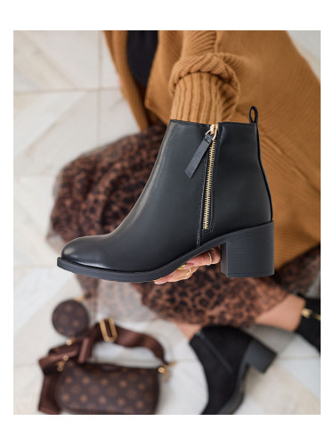 Resti Black eco leather women's low stiletto boots Rejerry