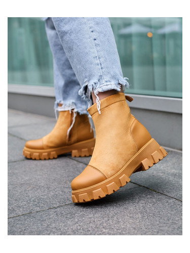 Resti Women's flat heeled boots in camel Leffoi