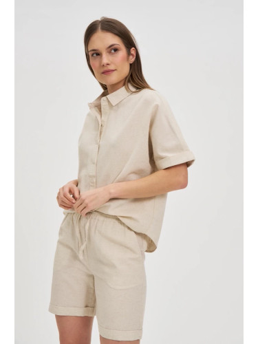 Marisse Beige Cotton And Linen Shirt