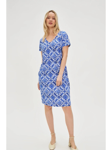Marisse Patterned Blue Dress