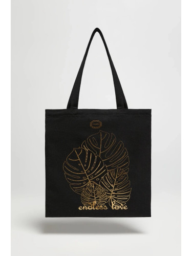 Marisse Black Printed Shopper Bag