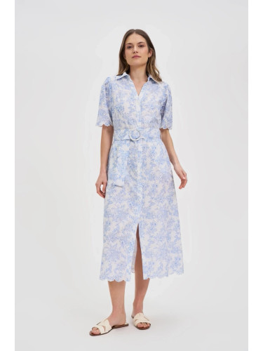 Marisse Cotton Dress With A Belt, White
