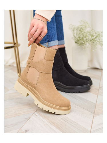Resti Beige women's boots with decorative strap Doasa