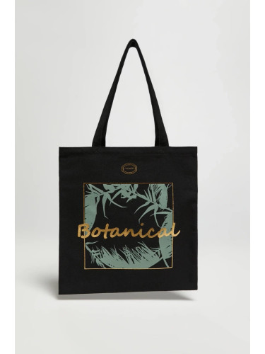 Marisse Black Shopper Bag With Inscription