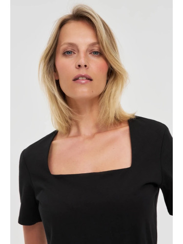 Marisse Black Diamond Neckline Blouse