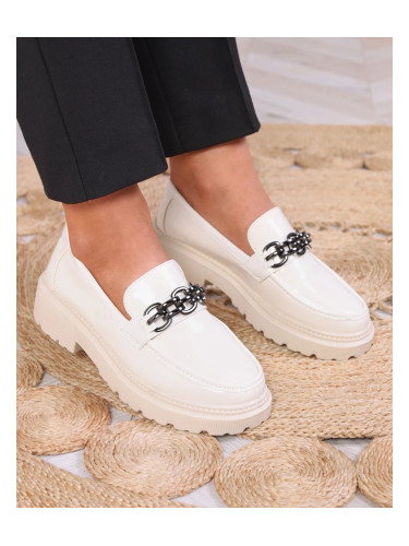 Resti Women's lacquered moccasins in cream color Adolos- Footwear