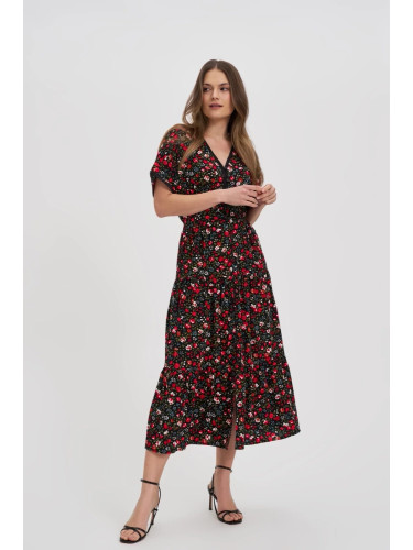 Marisse Black Floral Midi Dress