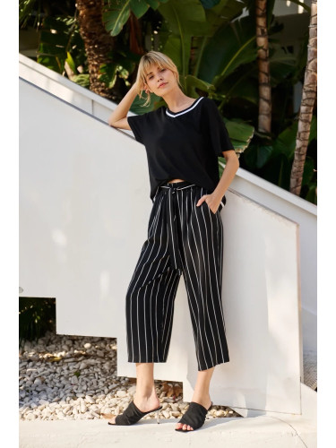 Marisse Black Striped Culottes