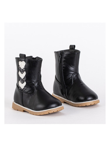 Resti Black girls boots with a decorative upper Nokimi - Footwear