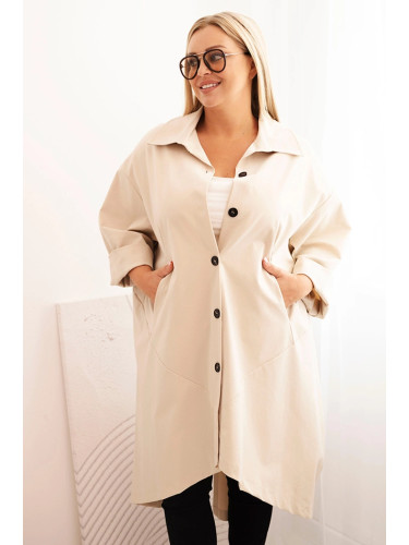 Kesi Włoski Plus Size women's cardigan Punto with cotton and buttons beige