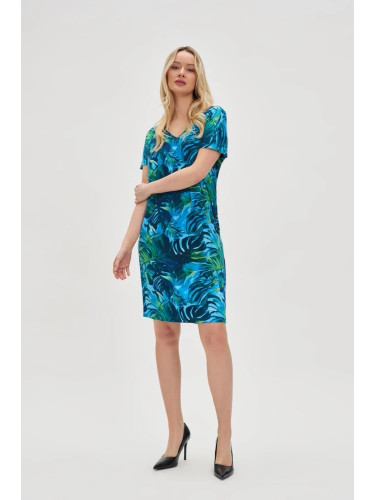 Marisse Blue Tropical Print Dress