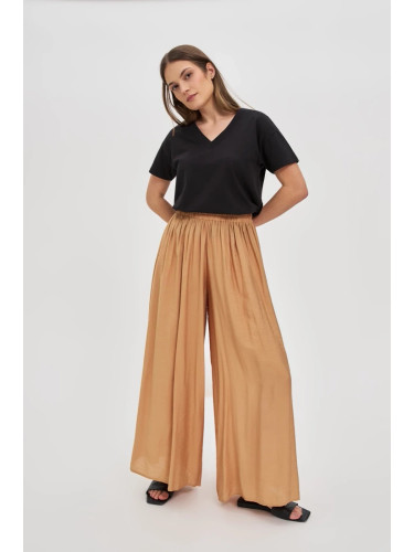 Marisse Beige Viscose Wide-Leg Trousers