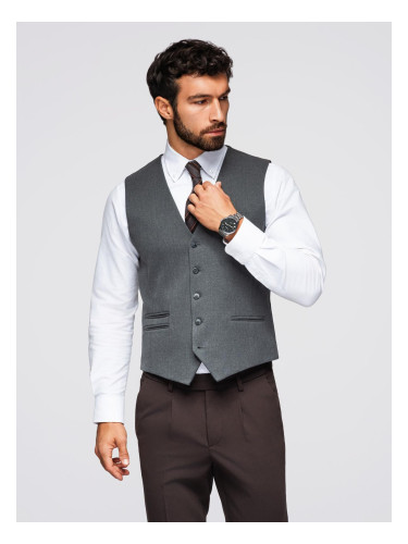 Ombre Men's suit vest with classic detailing and lining - graphite