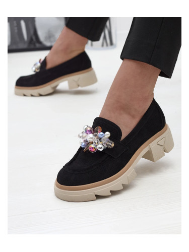 Resti Women's black openwork moccasins Peloga- Footwear