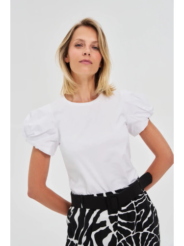 Marisse White Puff Sleeve Blouse