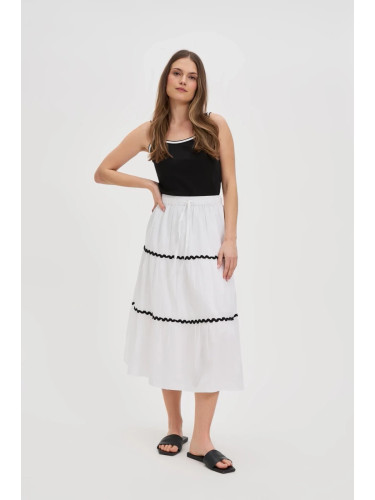 Marisse White Cotton Midi Skirt