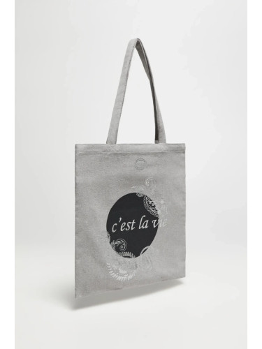 Marisse Gray Printed Shopper Bag
