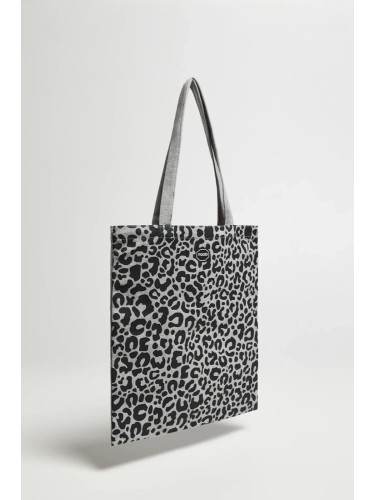 Marisse Gray Animal Print Shopper Bag