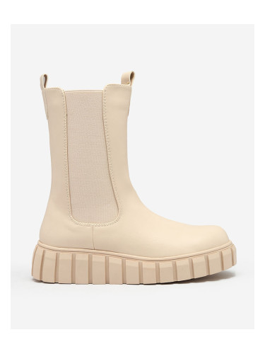 Resti Women's high flat heeled boots in ecru Elicane