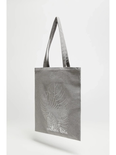Marisse Gray Printed Shopper Bag