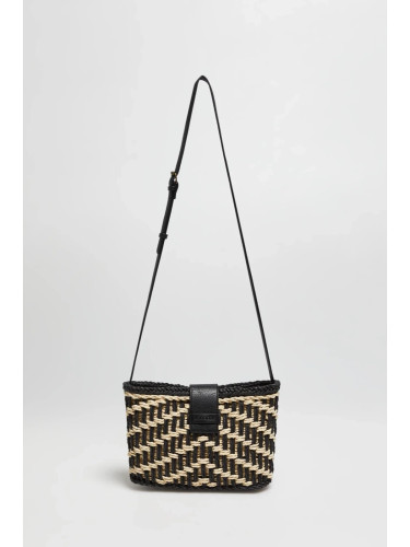 Marisse Black Straw Handbag