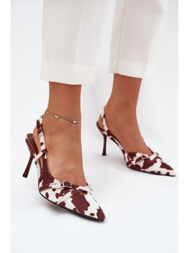 Boto Чехли С Открита Пета И Ленти Латки Бяло-Кафяви Ravira