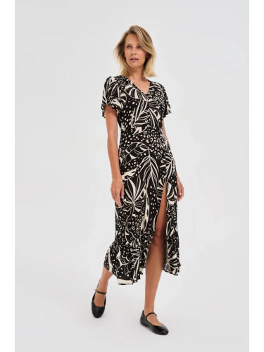Marisse Viscose Dress With A Pattern, Black