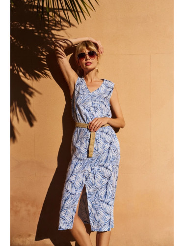 Marisse Blue Linen Dress With A Belt