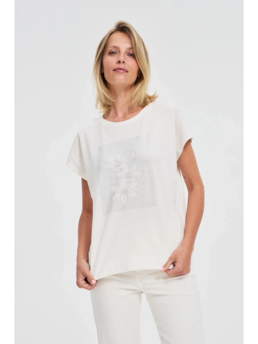 Marisse Cotton Blouse With Print, White