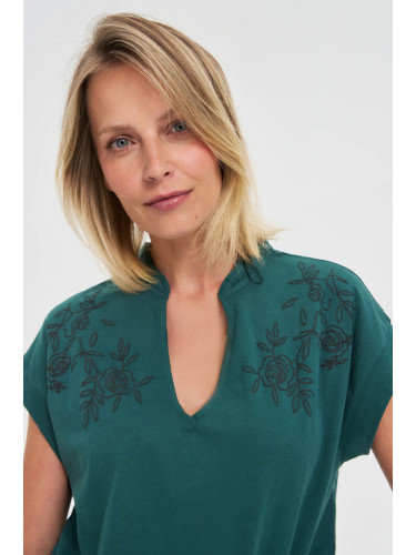 Marisse Navy Blue Cotton Blouse