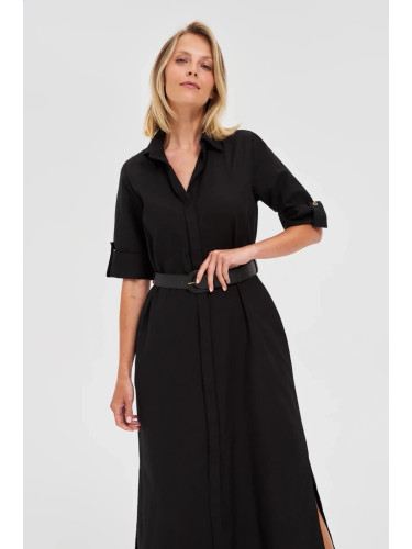 Marisse Black Midi Shirt Dress