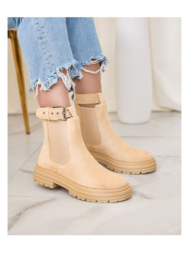 Resti Beige women's boots with decorative strap Loffdo