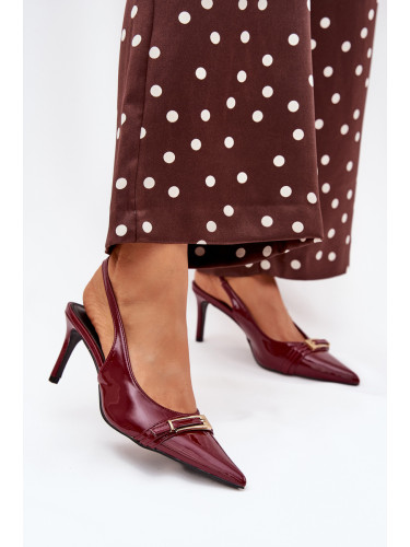 Boto Лакирани Чепици На Токче С Златна Копча Бордо Vivae