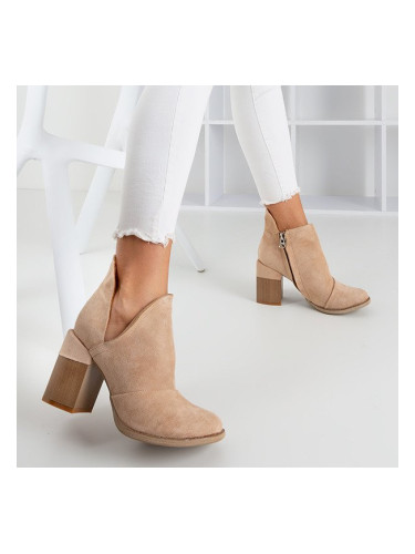 Resti Beige women's boots on a post with cutouts Cintura - Footwear