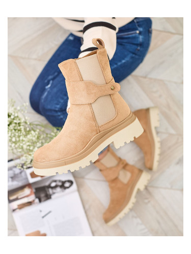 Resti Light brown women's boots with decorative strap Doasa