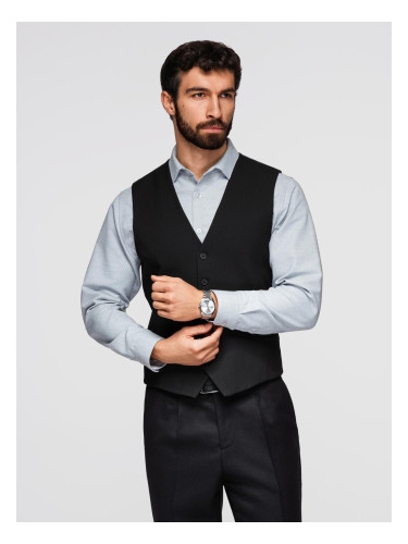 Ombre Elegant men's SLIM FIT herringbone vest - black