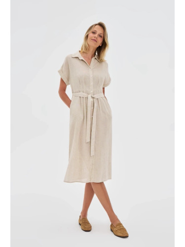 Marisse Beige Viscose-Linen Dress