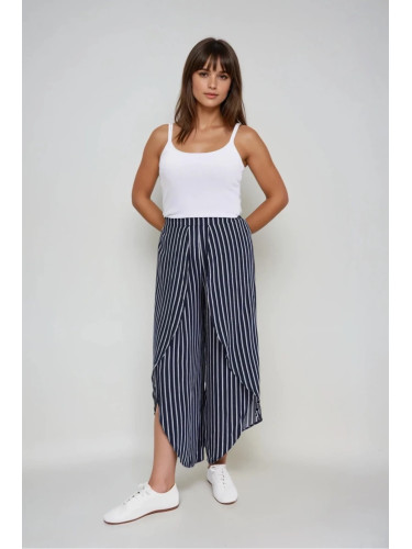 Marisse Navy Blue Striped Culottes