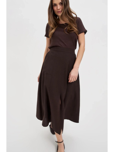 Marisse Brown Skirt With A Slit