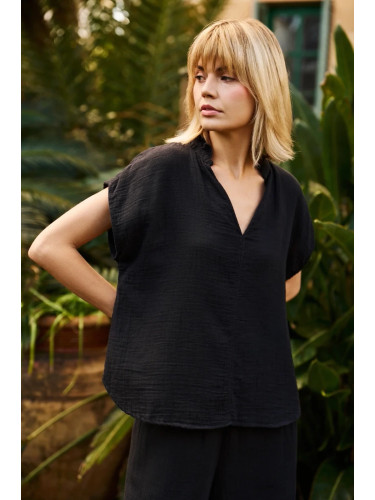Marisse Black Cotton Shirt