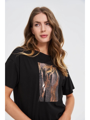 Marisse Cotton T-Shirt With Print, Black