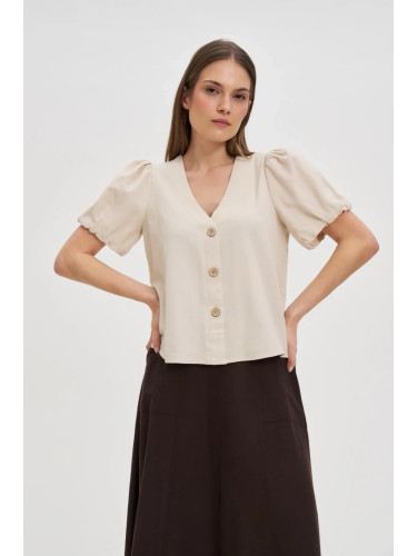 Marisse Beige Viscose And Linen Shirt