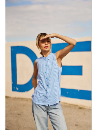 Marisse Blue Striped Viscose Shirt