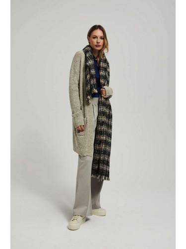 Marisse Black Checkered Scarf With Metallic Thread