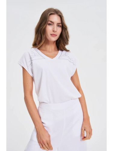 Marisse White Cotton Blouse