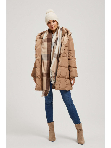 Marisse Large Brown Checkered Scarf