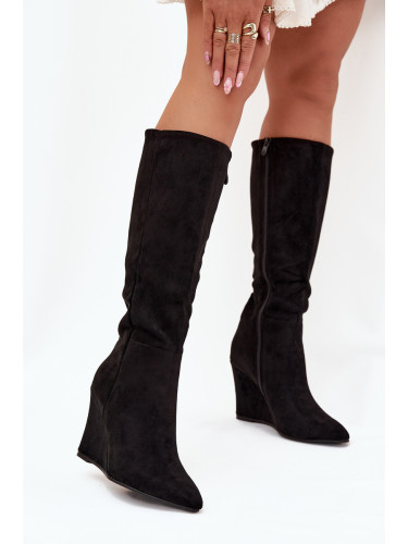 Boto Затоплени Дамски Ботуши На Платформа Черни Росина