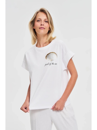 Marisse White Printed Blouse