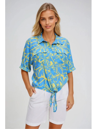 Marisse Patterned Shirt With Ties, Yellow