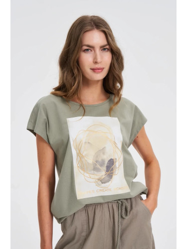 Marisse Olive Printed T-Shirt